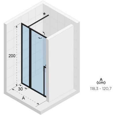 Riho Lucid GD104 drzwi prysznicowe 120 cm wnękowe czarny mat/szkło przezroczyste G005005121