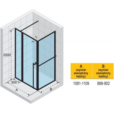 Riho Lucid GD203 kabina prysznicowa 110x90 cm prostokątna biały mat/szkło przezroczyste G005017122