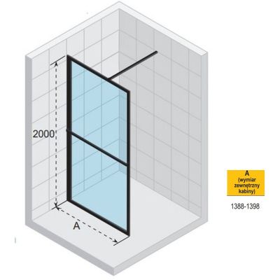 Riho Lucid GD400 Walk-In ścianka prysznicowa 140 cm wolnostojąca czarny mat/szkło przezroczyste G005028121