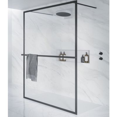 Riho Lucid GD401 Walk-In ścianka prysznicowa 120 cm wolnostojąca czarny mat/szkło przezroczyste G005031121