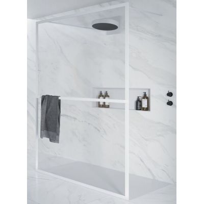Riho Lucid GD401 Walk-In ścianka prysznicowa 120 cm wolnostojąca biały mat/szkło przezroczyste G005031122