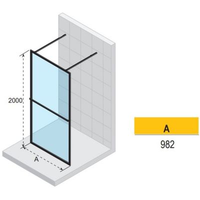 Riho Lucid GD401 Walk-In ścianka prysznicowa 100 cm wolnostojąca czarny mat/szkło przezroczyste G005030121