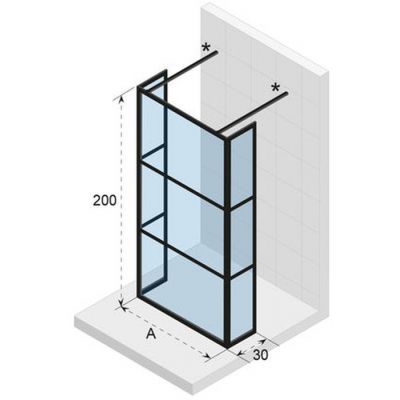 Riho Grid GB404 kabina prysznicowa 120 cm typu Walk-in czarny mat/szkło przezroczyste GB3120030