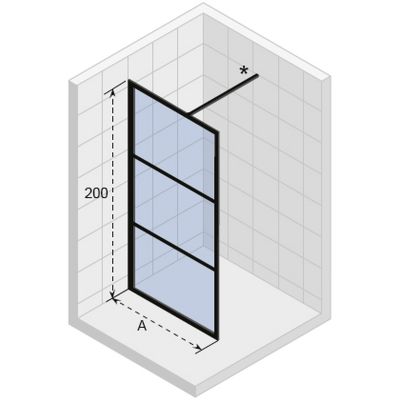 Riho Grid ścianka Walk-In prysznicowa 90 cm czarny mat/szkło przezroczyste GB4090000