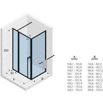 Riho Lucid GD203 kabina prysznicowa 130x90 cm czarne/szkło przezroczyste GD213B090