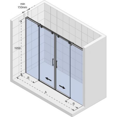 Riho Ocean O115 drzwi prysznicowe 140 cm wnękowe polerowane aluminium/szkło przezroczyste GU0404100