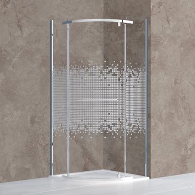 Roth Ardis kabina prysznicowa 80x80 cm półokrągła chrom połysk/szkło ze wzorem N0798