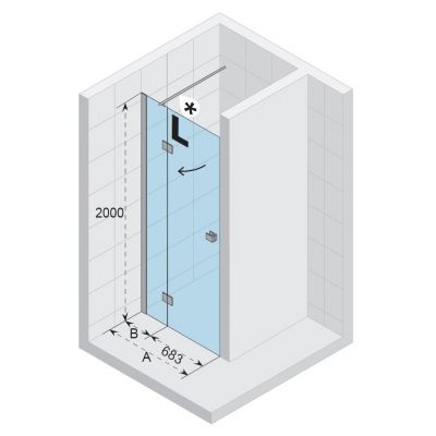 Riho Polar P104 drzwi prysznicowe 120 cm prawe szkło przezroczyste GP0102202