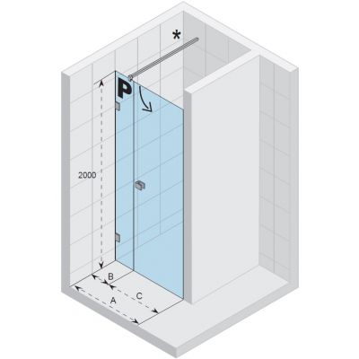Riho Scandic M102 drzwi prysznicowe 90 cm prawe szkło czyste GX0702002