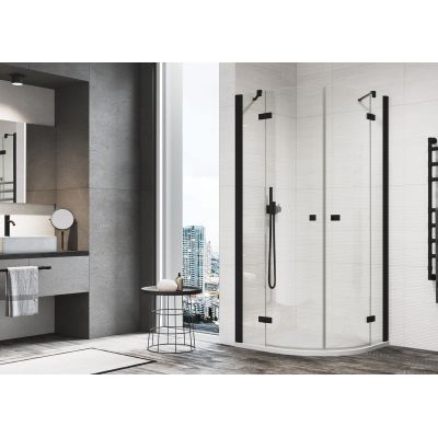 SanSwiss Annea kabina prysznicowa 80x80 cm półokrągła czarny mat/szkło przezroczyste ANR550800607