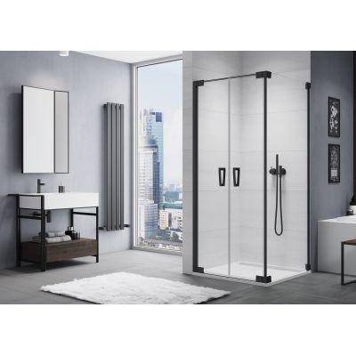 SanSwiss Cadura drzwi prysznicowe 100 cm wahadłowe czarny/szkło przezroczyste CA2C1000607