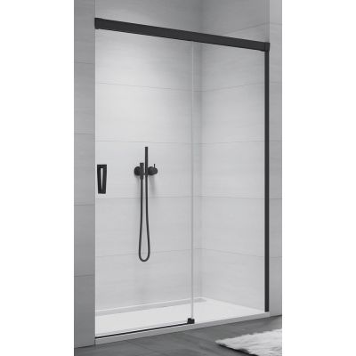 SanSwiss Cadura drzwi prysznicowe 140 cm lewe czarny mat/szkło przezroczyste CAS2G1400607