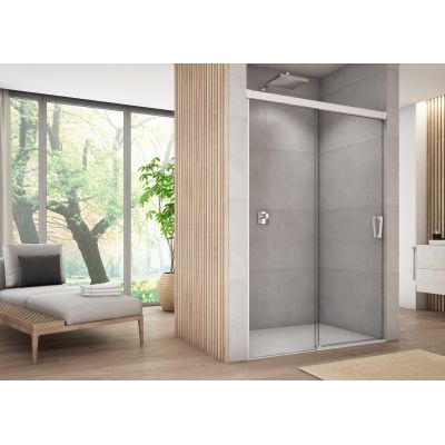 SanSwiss Cadura drzwi prysznicowe 150 cm lewe biały mat/szkło przezroczyste CAS2G1500907