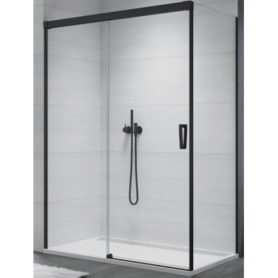 SanSwiss Cadura ścianka prysznicowa 90 cm czarny mat/szkło przezroczyste CAST0900607