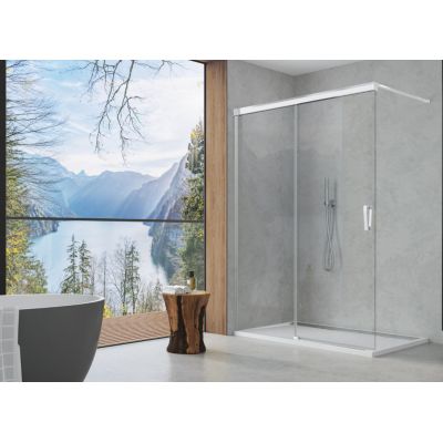 SanSwiss Cadura Walk-In ścianka prysznicowa 100 cm z elementem przesuwnym lewa srebrny połysk/szkło przezroczyste CAW2G1005007