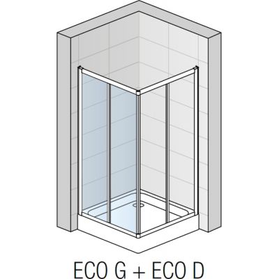 Ronal ECO-Line drzwi prysznicowe 80 cm częściowe 1/2 narożne prawe biel/szkło przezroczyste ECOD08000407
