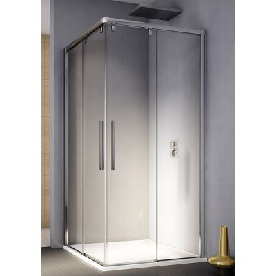 SanSwiss Pur Light S drzwi prysznicowe 80 cm częściowe 1/2 narożne prawe chrom/szkło przezroczyste PLSE2D0805007