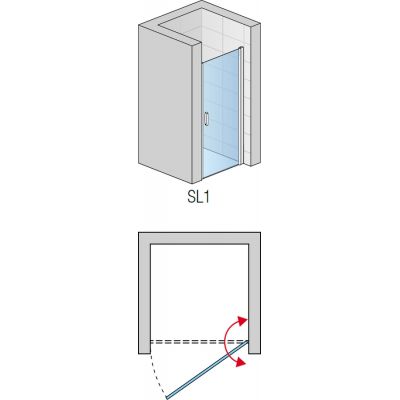SanSwiss Swing-Line drzwi prysznicowe 80 cm biały/szkło przezroczyste SL108000407