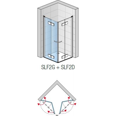 SanSwiss Swing-Line F drzwi prysznicowe 90 cm częściowe 1/2 lewe srebrny połysk/szkło przezroczyste SLF2G09005007