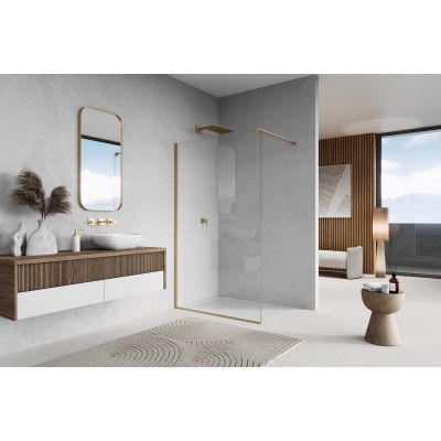 SanSwiss Walk-In Easy ścianka prysznicowa 100 cm złoty szczotkowany/szkło przezroczyste STR4P1001307