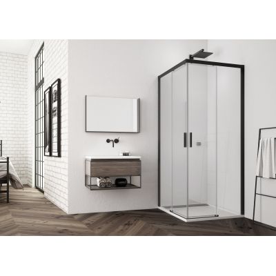 SanSwiss Top-Line S drzwi prysznicowe 100 cm prawe czarny mat/szkło przezroczyste TLSD1000607