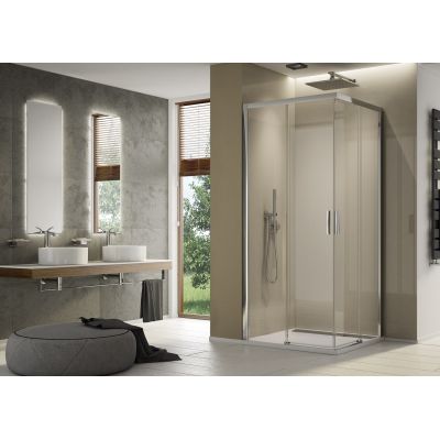 SanSwiss Top-Line S drzwi prysznicowe 100 cm lewe biały/szkło przezroczyste TLSG1000407