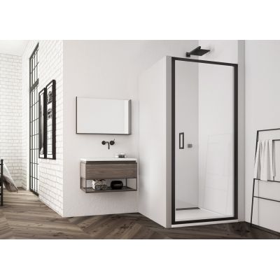 Sanswiss Top Line-S Black drzwi prysznicowe 70 cm wahadłowe czarny mat/szkło przezroczyste TLSP0700607