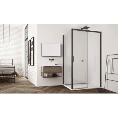 SanSwiss Top-Line S ścianka prysznicowa 90 cm boczna czarny mat/szkło przezroczyste TOPF20900607