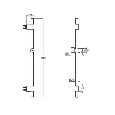 Roca Sensum drążek prysznicowy 70 titanium black A5B0709CN0
