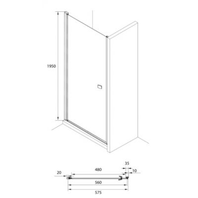 Roca Capital drzwi prysznicowe 60 cm chrom/szkło przezroczyste AM4706012M