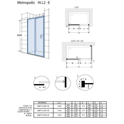 Roca Metropolis-N drzwi prysznicowe 100 cm rozsuwane chrom połysk/szkło przezroczyste AMP1310012M