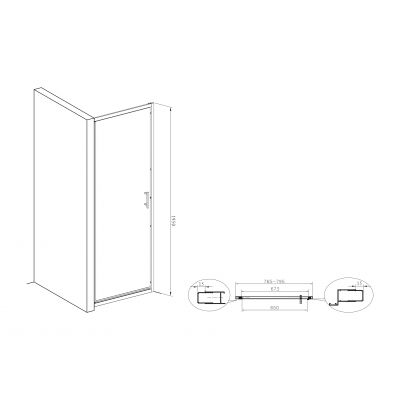 Roca Town drzwi prysznicowe 80 cm szkło przezroczyste AMP170801M