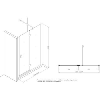 Roca Metropolis drzwi prysznicowe 140 cm chrom/szkło przezroczyste AMP3414012M