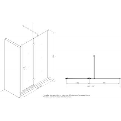 Roca Metropolis drzwi prysznicowe 160 cm szkło przezroczyste AMP3416012M