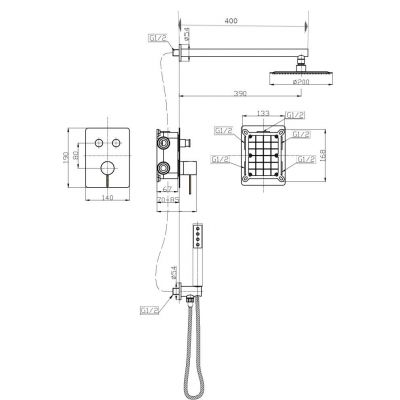 Sea-Horse Ove Chrome Stick zestaw prysznicowy podtynkowy z deszczownicą chrom BJV309-SC2