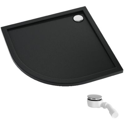 Schedpol Caspar New Black Matt brodzik półokrągły z syfonem 90x90 cm czarny 3.2334/C/MG