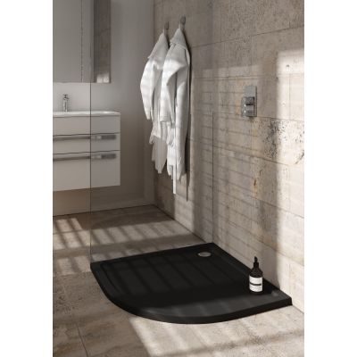 Schedpol Caspar New Black Matt brodzik półokrągły z syfonem 90x90 cm czarny 3.2334/C/MG