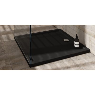 Schedpol Caspar New Black Matt brodzik kwadratowy z syfonem 90x90 cm czarny 3.2831/C/MG