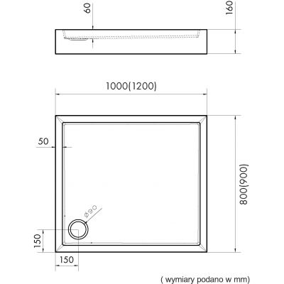 Schedpol Medium Black Matt brodzik prostokątny 100x80 cm czarny 3.4736/C/MG