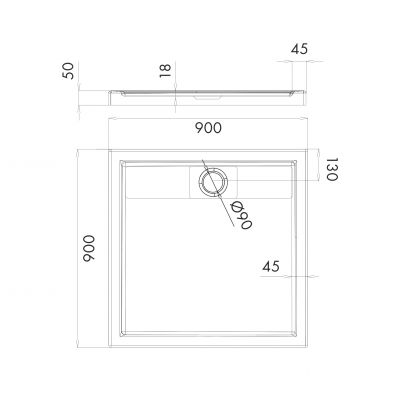 Schedline Charis brodzik kwadratowy 90x90 cm biały 3SP.C3K-9090