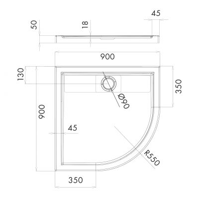 Schedline Charis brodzik półokrągły 90x90 cm biały 3SP.C3O-9090