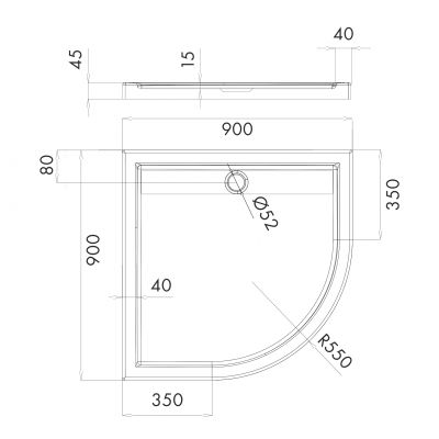 Schedline Estra brodzik półokrągły 90x90 cm biały 3SP.E3O-9090