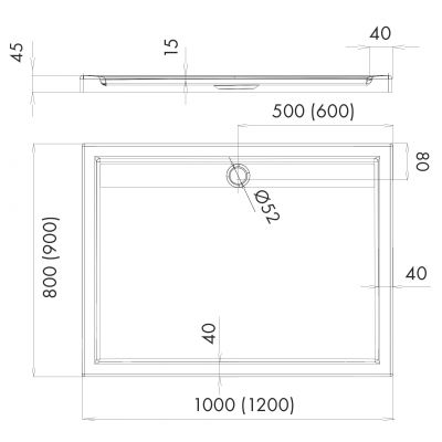 Schedline Estra brodzik prostokątny 100x80 cm biały 3SP.E3P-80100