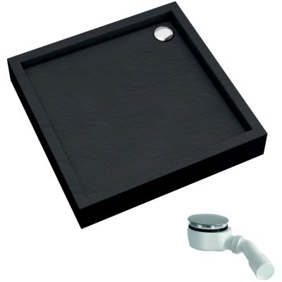Schedline Favory Plus Black Stone brodzik kwadratowy z syfonem 90x90 cm czarny 3ST.F1K-9090/C/ST