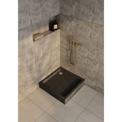 Schedline Favory Plus Black Stone brodzik kwadratowy z syfonem 90x90 cm czarny 3ST.F1K-9090/C/ST