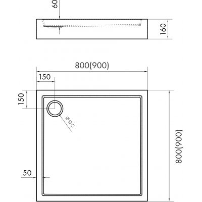 Schedline Favory Plus Black Stone brodzik kwadratowy z syfonem 90x90 cm czarny 3ST.F1K-9090/C/ST