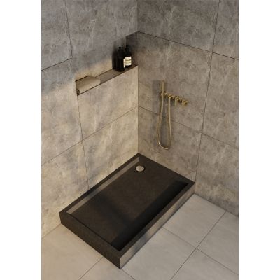 Schedline Favory Plus Black Stone brodzik prostokątny z syfonem 120x90 cm czarny 3ST.F1P-90120/C/ST