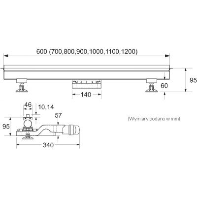 Schedpol Slit Range odpływ liniowy 60 cm OLBR60/BV/C