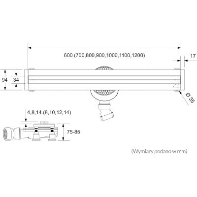 Schedpol Slim Range Low odpływ liniowy 90 cm OLBR90/SLX-SLOW/C