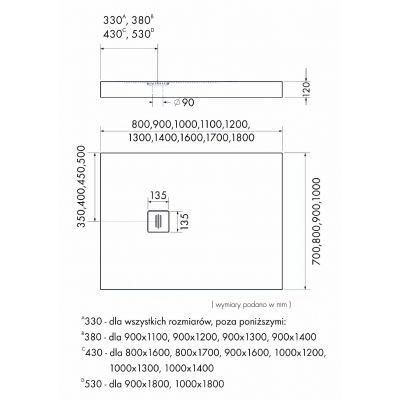 Schedline Nonlimits White Stone brodzik prostokątny 120x90 cm biały 3ST.N1P-90120/B/ST-M1/B/ST